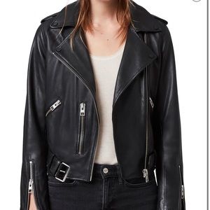 All Saints balfern biker leather jacket size 0